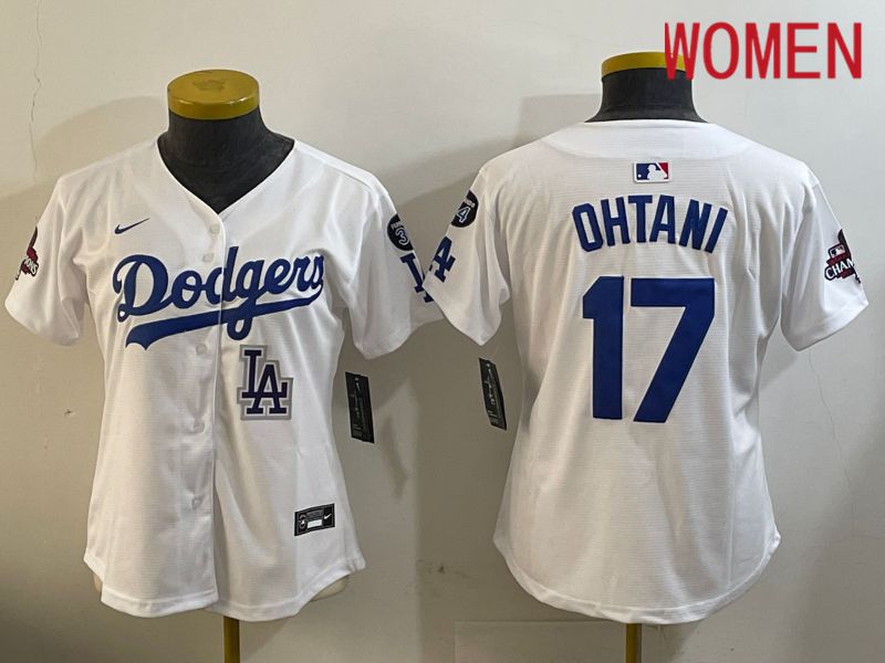 Women Los Angeles Dodgers #17 Ohtani White Game 2024 Nike MLB Jersey style 12099->women mlb jersey->Women Jersey